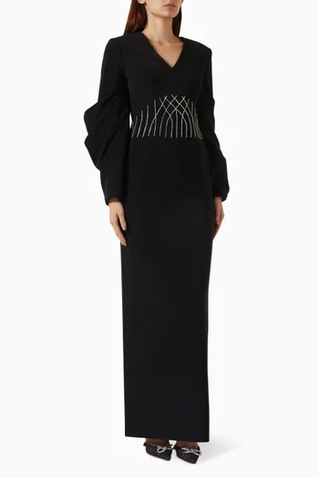 Nyra Embellished Gown in Crepe
