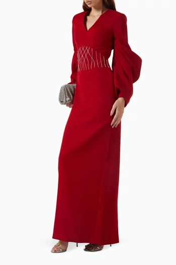 Nyra Embellished Gown in Crepe