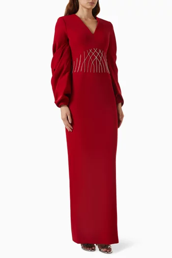 Nyra Embellished Gown in Crepe