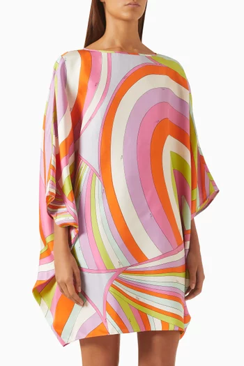 Iride-print Kaftan in Silk Twill