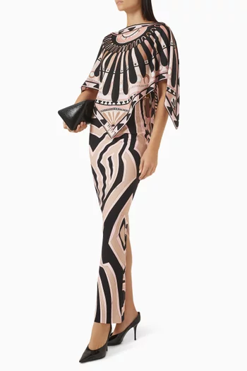 Printed Skirt in Compact Jersey