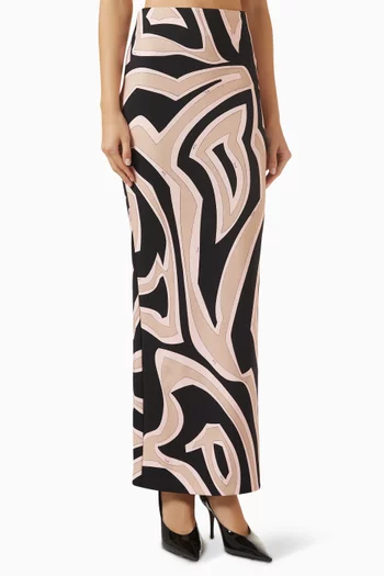 Printed Skirt in Compact Jersey