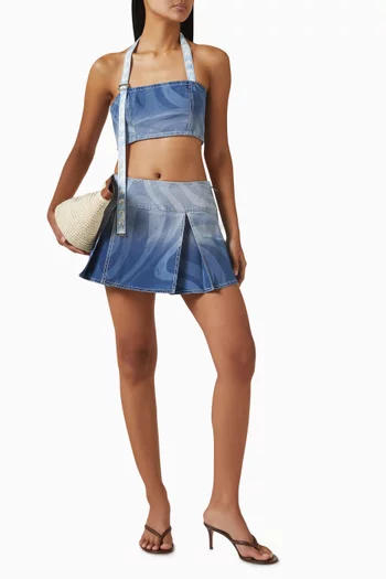 Marmo-print Crop Top in Denim