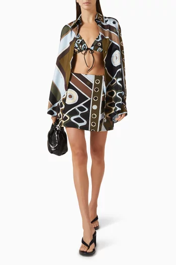 Printed Mini Skirt in Virgin Wool