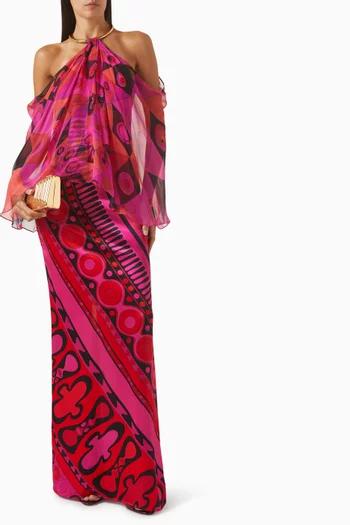 Occhi-print Dress Silk Chiffon