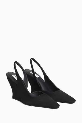 Wave Wedge Slingback Pumps in Suede