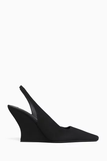 Wave Wedge Slingback Pumps in Suede