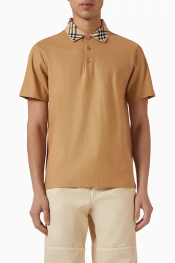 Check Collar Polo Shirt in Cotton