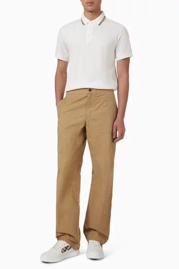Check Trim Polo Shirt in Cotton