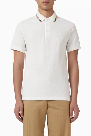 Check Trim Polo Shirt in Cotton