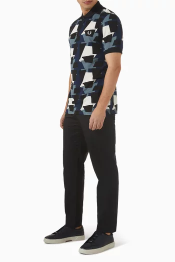 Fragment-print Polo Shirt in Cotton