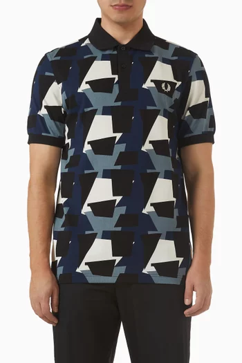 Fragment-print Polo Shirt in Cotton