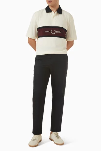 Embroidered Panel Polo Shirt in Cotton
