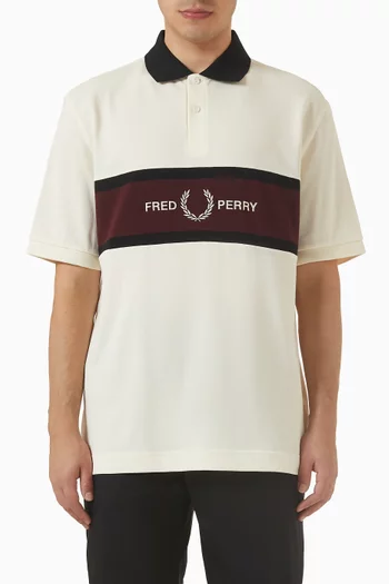 Embroidered Panel Polo Shirt in Cotton
