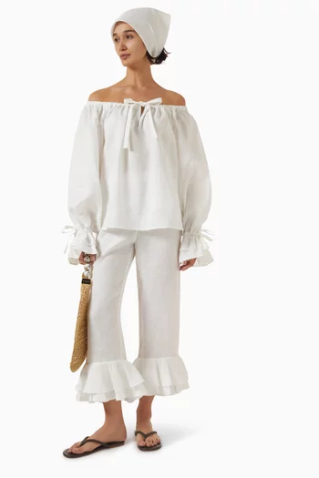 بلوزة تشا تشا بقصة فضفاضة قطن وكتان