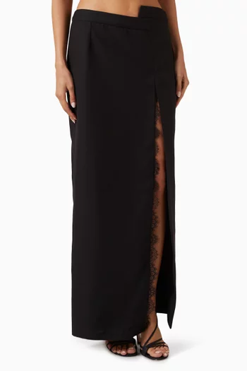 Lace-trim Slit Skirt