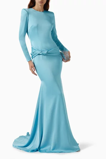 Twist Drape Gown in Satin-crepe