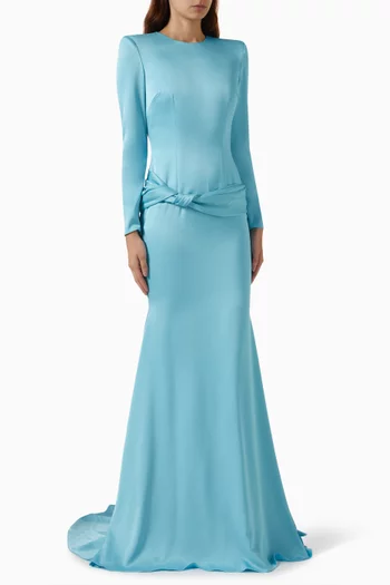 Twist Drape Gown in Satin-crepe