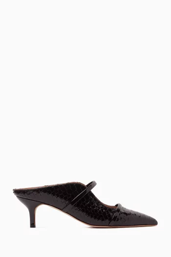 Maureen 45 Mules in Python-embossed Leather