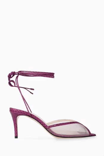 Katy 75 Wrap Sandals in Mesh & Watersnake Leather