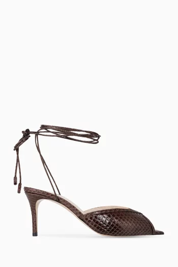 Katy 75 Wrap Sandals in Python Watersnake Leather