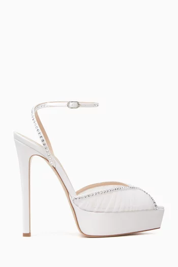 Katy 140 Platform Sandals in Tulle Mesh