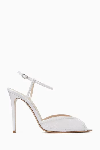 Katy 105 Pearl Sandals in Lace & Satin