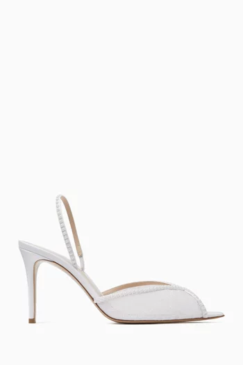 Katy 85 Pearl Slingback Sandals in Lace & Satin