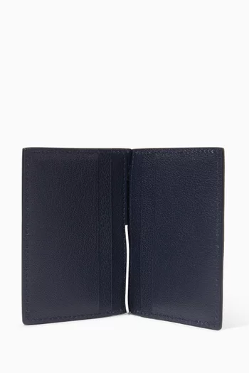 Elongated T-Line Money Clip Card Holder in Leather