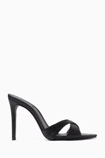 110 Stiletto Mules in Snake-embossed Leather