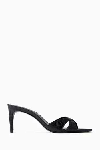 Hilda 76 Mule Sandals in Snake-embossed Leather