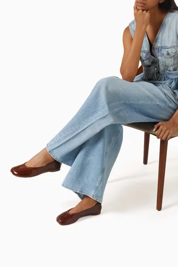 Split-toe Ballerina Flats in Leather