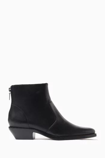 Western Ankle Boots in Leather