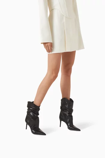 Ruched 85 Ankle Boots in Leather