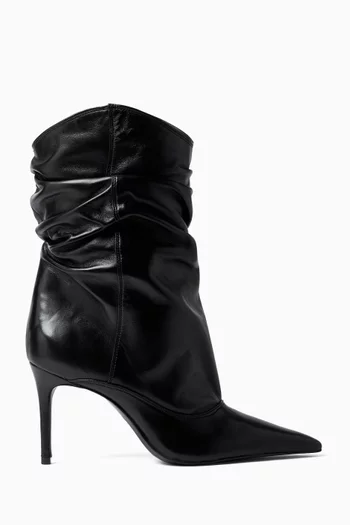Ruched 85 Ankle Boots in Leather
