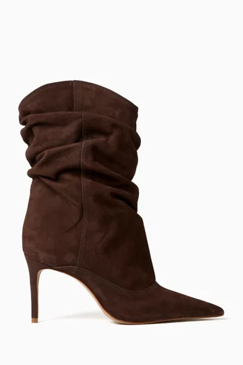 85 Ruched Ankle Boots in Suede