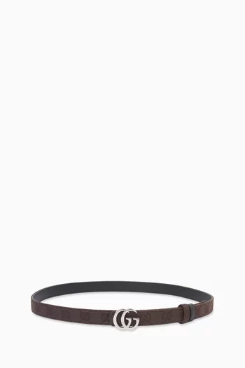 GG Marmont Reversible Thin Belt in Canvas & Leather