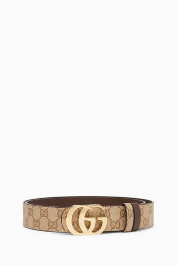 GG Marmont Reversible Belt in Leather & Canvas