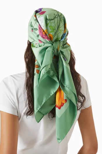 Flora-print Scarf in Silk-twill