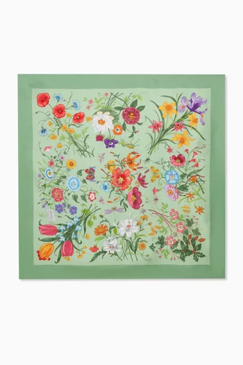 Flora-print Scarf in Silk-twill