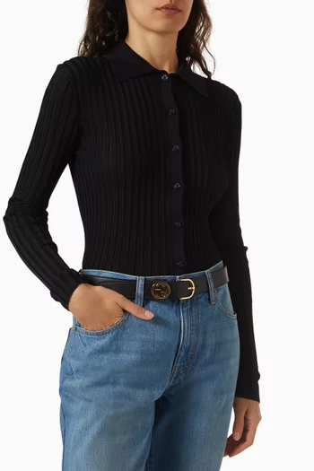 Round Interlocking G Belt in Leather