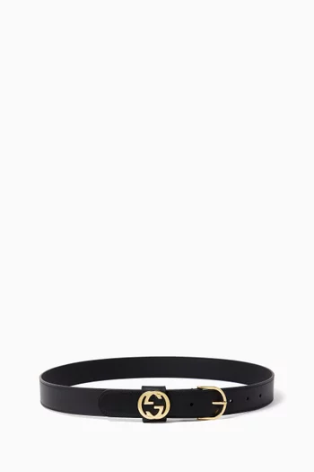 Round Interlocking G Belt in Leather