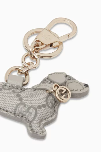 Dog Keychain in GG Leather