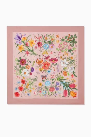 Flora-print Scarf in Silk-twill