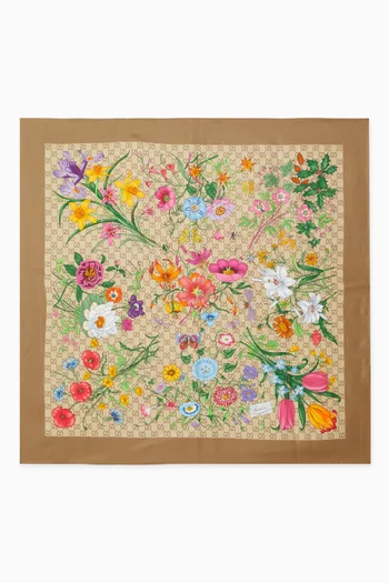 Flora GG Printed Scarf in Silk