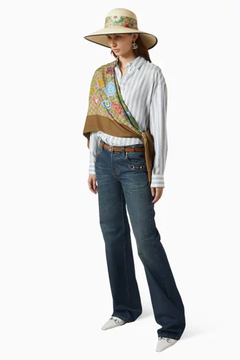 Printed GG Shawl in Wool-Silk