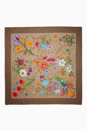 Printed GG Shawl in Wool-Silk