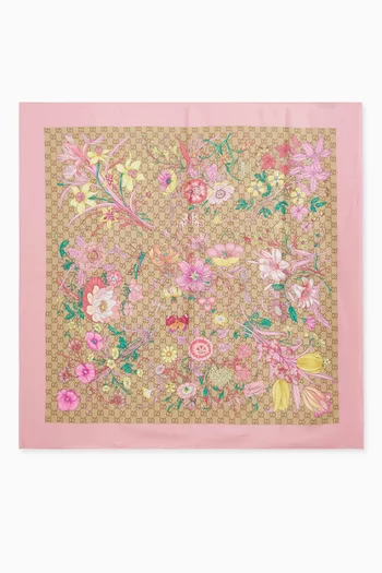 Floral GG Printed Scarf in Silk