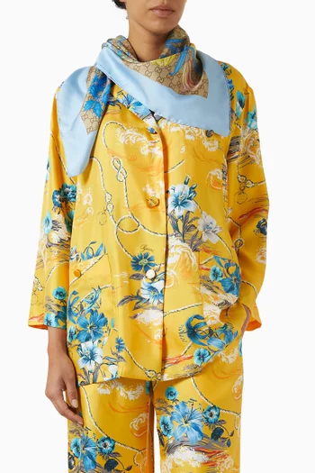 Printed GG Scarf in Silk Twill