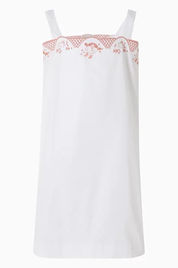 Embroidered Dress in Cotton Poplin